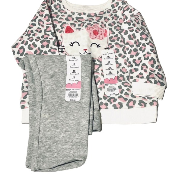 Jumping Beans-Baby Girl Fleece Crew Pullover & Pant Bundle (18 Months) - Picture 1 of 5